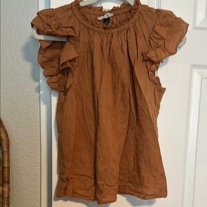 Women's Ruffled Brown Top